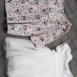 2 dress bundle
1 minnie mouse print, long sleeve dress
1 white, short sleeve glitter print