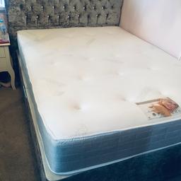 Excellent condition not had for long nothing wrong with it too big for room, grey velvet.
Mattress (top quality) is clean always had protector on.
Collection only