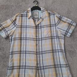 North Coast Label from M&S, quality excellent condition linen mix shirt as only worn a couple of times. Size medium. Yellow and blue check, short sleeve, collared, button fastening and breast pocket. Smoke and pet free home. Collection from DL5 or post.