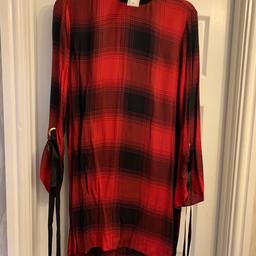 Brand new with tag river island red check dress back zip size 14