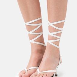 Brand new with tag white strappy tie round ankle kitten heel sandals size 5