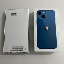Verkaufe ein iPhone 13 Mini in blau 
Austausch gerät von Apple 
Also komplett neu 
Akku 100% 
Ovp dabei 
1 displqy Glas 
1 schutzhülle