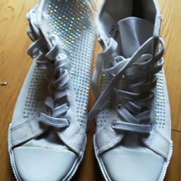 A nice pair of ladies size 7 Atmosphere sparkly canvas shoes in good condition. 07786--012316