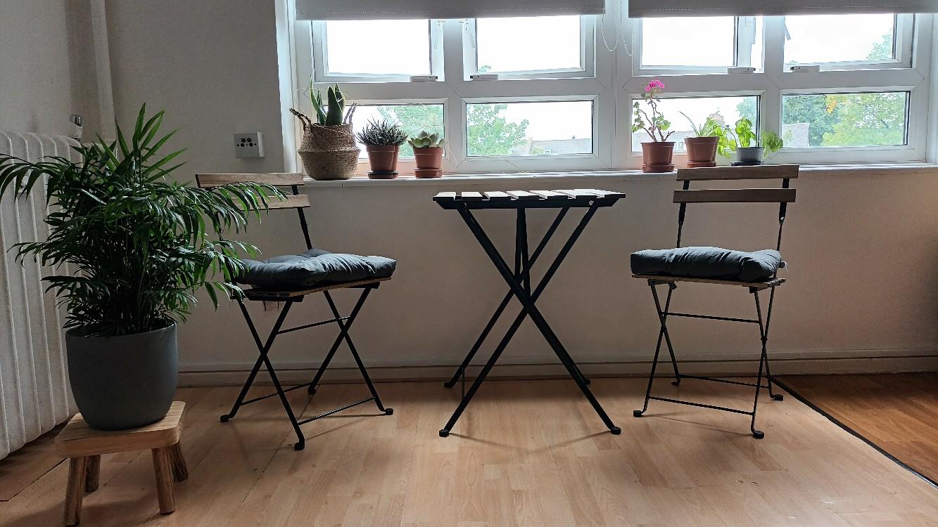Table, two chairs and their cushions in SE5 Lambeth for £90.00 for sale