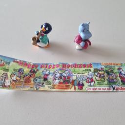 Verkaufe 2 Ü-Ei Figuren aus der Serie "Die Happy Hippo Hochzeit" aus dem Jahr 1999
- Jäzzy Jazz
- Gustav Glücklos
Sowie 1 Beipackzettel (leichte Tintenflecken an der rechten Seite und etwas eingerissen an linker Seite, siehe Bilder)

Privatverkauf, daher keine Rücknahme oder Garantie