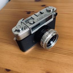 1963 Yashica minister D.
The camera is in good condition and has new light seals. It requires a light meter repair but can still used with an external light meter or a light meter app from your phone. Fully manual controls.