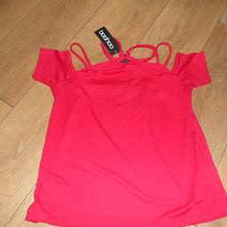 NEW BOOHOO RED STRAPPY TOP SIZE 10