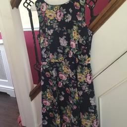 Navy floral dress zip up back by Joe Browns