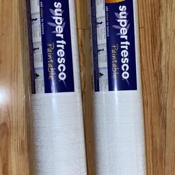 Set of two white superfresco paintable wallpaper
Brand new
Paintable textured wallpaper
Easy to hang
Peelable
Covers imperfections