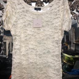 River Island stretchy lace top size 16 colour cream