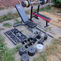 Home gym weights and benches
Big selection
All the weights and the two benches
And the weights bars in the picture
Both the benches are adjustable and foldable
Can deliver local for free
Or you can collect
call 07708 520 953