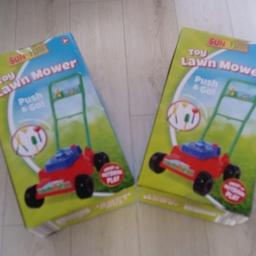 2 x Sun n Fun Toy Lawn Mowers for sale. Brand new and still in unopened boxes, ideal for budding gardeners. I have 2 brand new push and go toy Lawn Mowers each including 4 garden tools (shears, rake, trowel & fork).  I will sell separately £8 each. The boxes have never been opened. From a smoke free, pet free home. Collection only please.