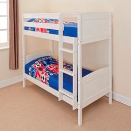 Robin bunk bed 3ft white splits into two bed 
Ex shop display so assembled 
Can deliver local 
Brand new item 
£120
