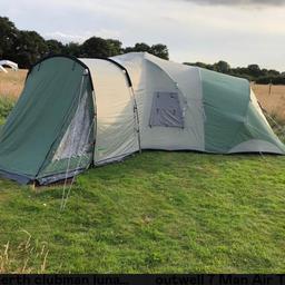 6man tent, no rips or tares, zip needs attention as shown in picture , hence price,buyer more than welcome to erect and check before taking it away, collection only £100 ovno any more question please feel free to get in touch
