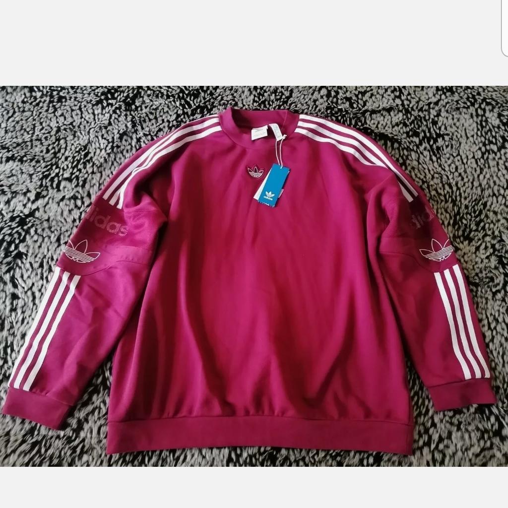 adidas Originals sweatshirt with trefoil logo print 3 stripes in burgundy