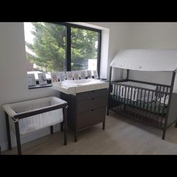 This set was bought at a very expensive price and has hardly been used. Its in a very good condition and almost good as new as he never sleptin the cot and alwayssleptin the bed with us. The only thing we have made good use of the is the Dresser as we were able to store his clothes and accessories in it.

A HOME WITHIN YOUR HOME - The clean lines and distinct house shape of the Stokke Home Bed turn this crib into the heart of the Stokke Home nursery.

COOL, COMFORTABLE SLEEP - With light textiles and a perforated mattress base, the Stokke Home Bed provides exceptional airflow to keep your child cool & comfortable while they rest.

GROWS WITH YOUR CHILD - Once it’s safe for baby to climb in and out of the crib, you can remove one side panel for easy access. When your child outgrows the crib around the age of 5, you can continue using it as a sofa and playhouse.

Product dimension : 54 x 64.5 x 29.5 inches (137.2 x 163.8 x 74.9 cm)