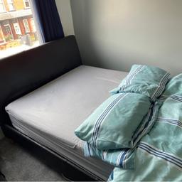**Reduced for quick sale** £65 no offers!

- Dreams double bed frame
- With or without double mattress 
- Dark brown pleather 
- Excellent condition 
- Will be dismantled for collection