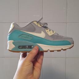 ■ PRICE: £80

■ SIZE 4 (UK) / 37.5 (EUR)
▪ I think they're ladies size?

■ CONDITION: GREAT
▪ Worn twice, minor marks

■ INFO: 
▪ Brand: Nike Air Max 90
▪ Colour: Grey/Turquoise/White
▪ Does not include shoe box 
▪ Bought for £110+
▪ Selling as moving house/downsizing

--------------------

Collection (M34 5PZ)

--------------------

Tags: hyde tameside north west salford ancoats stockport bolton reddish oldham fallowfield trafford bury cheshire longsight worsley ladies womens size 3.5 size 3 nike air max 90 trainers nike trainers boys trainers