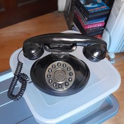 ■ PRICE: £40

■ CONDITION: GREAT
▪ Works fine, been tried and tested with the phone line. 
▪ Has some marks

■ INFO:
▪ Could be an ornament too as I think the phone line comes out
▪ Vintage STYLE
▪ Dimensions: 27.4 x 19.6 x 18.8 centimetres

--------------------

Collection (M34 5PZ)

--------------------

Tags: manchester Gorton Ashton Denton Openshaw Droylsden Audenshaw hyde tameside north west salford ancoats stockport bolton reddish oldham fallowfield trafford bury cheshire longsight worsley collect collection sale clearance ornament mobile technology electric electrical 1930s 1940s 1950s 1960s 30s 40s 50s 60s mid century traditional black phone telephone household furnishing decor decorative prop props vintage