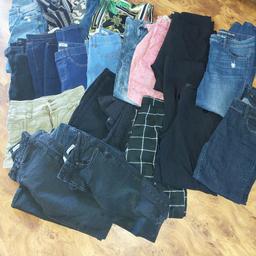 Huge sort out. I don't have time to list individually. Included in the bundle are:

1 pair Next skinny 12R
1 pair black New Look Trousers
1 pair Next Ankle skinny 12
1 pair black smart trousers 12 from George
1 pair checked trousers size 10
1 pair New Look Jenna size 10
1 pair New Look India super skinny size 10
1 pair River Island 10S
1 pair pin striped Next Tailoring 10R
1 pair River Island size 10 salmon pink
1 pair Miso size 10 shorts
2 pairs Denim & co size 10
1 pair M&S crop size 10
2 pairs Emilee New Look size 10 jeggings
1 pair River Island patterned trousers Size 12 (slight pull in them)
1 pair River Island size 10
1 pair New Look striped trousers size 10
1 pair denim & co jeans size 10
1 pair patterned River Island Jeans size 10
1 pair River Island Black 10S

22 pairs in total, some not worn, or very good condition. Collection only B43

just added another two pairs x