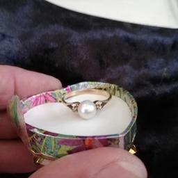 Damen Ring Gold mit verschraubter Suesswasserperle, grosse 60 -20mm innendurchmesser.