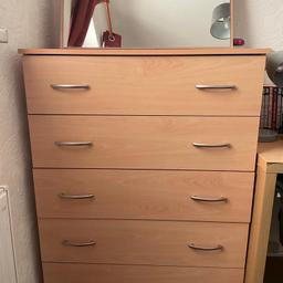 chest of drawers in good condition mirror has a little chip on the corner of the frame as shown in the picture, No time wasters plz. collection only.