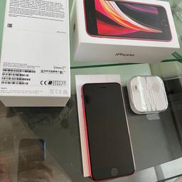 Selling my Mums iPhone SE 2020 64Gb red reset to factory settings. Was on EE and I checked that it is unlocked to any network now. Not iCloud locked either she’s upgraded recently, The front screen is its original and is absolutely mint NOTE the phone has a crack on the back as seen in the pics (dropped on its 1st day she got it) this does not affect the phone in any way and the camera still takes perfect pics. It comes with a cover (see last two pics) and has never been an issue. Comes with plug and charging cable headphones (unused) and the phones box. These get about £100 on other sites in this condition so fixed price £80 cash, collection only no offers or returns. 