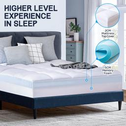 BNIB (still vacuum sealed) Memory Foam Mattress Topper King Size for Back Pain & Joints Pain Relief-with Washable Cover, Firm Medium, OEKO-TEX & CertiPUR-US (King-150x200cm)
washable Cover, Firm Medium, OEKO-TEX & CertiPUR-US (King-150x200cm)
UNIQUELY DESIGNED DUAL-LAYER COOLING MEMORY FOAM MATTRESS TOPPER: This Luxury Mattress Topper features a 5 cm Cooling Gel Memory Foam Layer and a 2 cm soft Quilted Mattress Topper.
PREMIUM MEMORY FOAM: 5 cm high-density memory foam molds to your distinctive shape according to the contours of your body for even weight distribution. The 5 cm thickness has been experimentally found to be ideal for providing perfect pressure relief
DEEP POCKET: 40 CM deep pocket covers the entire mattress for stability
The support of the Cool Foam Layer and the softness of the Mattress Topper Layer will be comfortable for people with back pain in all seasons, including hot summers. The best gift for back pain sufferers.