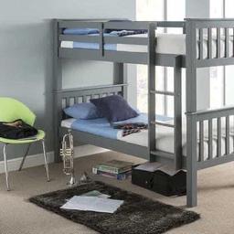 Brand new and boxed Wimbledon bunk bed with mattresses £330.00 

WIMBLEDON GREY BUNK BED (FRAME ONLY NO MATTRESSES) £280.00

Also available in white or caramel 

These split into 2 single beds

We offer free delivery to most areas of South Yorkshire Chesterfield and Worksop 

All prices include vat 

B&W BEDS 

Unit 1-2 Parkgate court 
The gateway industrial estate
Parkgate 
Rotherham
S62 6JL 
01709 208200
Website - bwbeds.co.uk 
Facebook - Bargainsdelivered Woodmanfurniture

Free delivery to anywhere in South Yorkshire Chesterfield and Worksop 

Same day delivery available on stock items when ordered before 1pm (excludes sundays)

Shop opening hours - Monday - Friday 10-6PM  Saturday 10-5PM Sunday 11-3pm