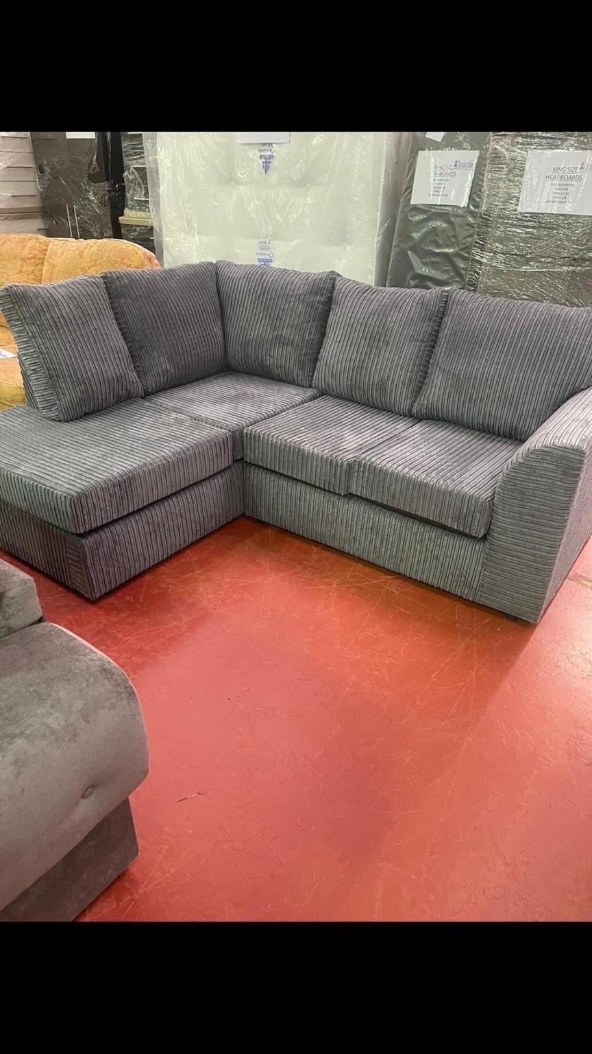FIXED BACK BYRON CORNER SOFA GREY JUMBO CORD in S62 Parkgate for £450.