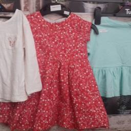 This is for a bundle of girls items

1 x WHITE T-SHIRT - DESIGNER - BABY ZARA - slight mud stain on pocket that will wash out
1 x GREEN TUNIC TOP - DESIGNER - FROM OUTFIT
1 X RED DRESS FROM DEBENHAMS - USED

please see photo