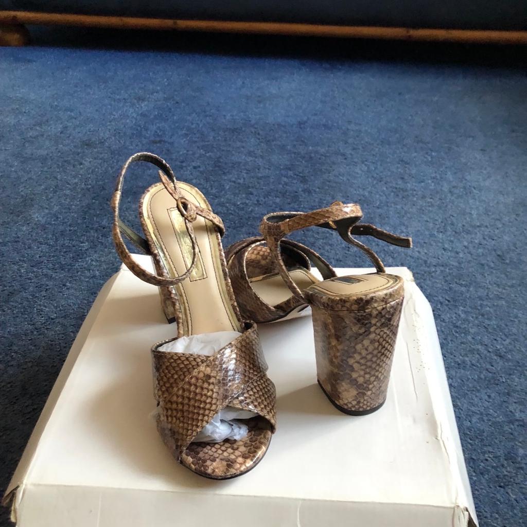 Miss Selfridge Snake design crossover sandals never worn, high heels