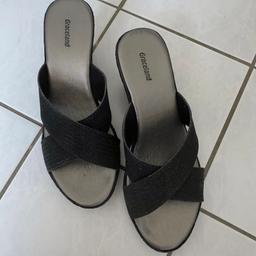 Keilabsatz-Sandale von Graceland, schwarz/glitzer, 1-2x getragen, Größe 37
