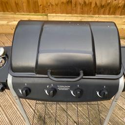 4 burner gas BBQ with side burner. Selling as we apparently needed a bigger one. 
Comes with gas regulator fitted. 
Gas bottle not included