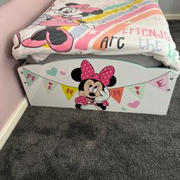 Mini Mouse Toddler Bed. With canvas under bed storage. Excellent condition from pet and smoke free home. Bedding included along with Duvet all excellent condition. 

Bed less than 12 months old.

Collection on Friday 26 August as new bed not here until then.