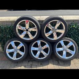 18” OEM chrome alloy wheels inc set of wheel nuts,locking nuts and centre hub caps.
All in good condition (please see images).
Sale also includes 4 x part worn tyres 245x40 x18 winter tyres
Offers around £500
Collection only