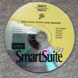 Vintage Lotus Smartsuite 97 Lotus 1-2-3  Wordpro 97 Approach 97 Freelance Graphics 97 Organizer 97 Screencam 97 (CD-ROM). As photo.
Collection or free postage.
