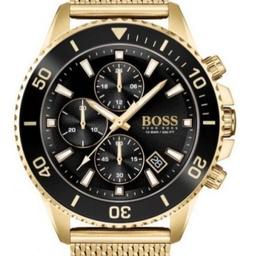 hugo boss gold watch in box with certificate. 100% authentic
