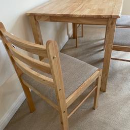 One small dining table with 4 matching chairs.
Excellent condition