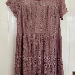 Knee length Dusty pink lace dress, Papaya Weekend from Matalan size 14