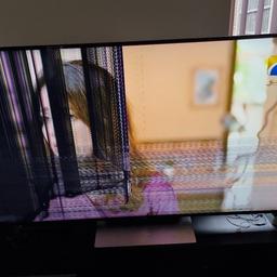 sony android smart tv cracked screen but still works 55"