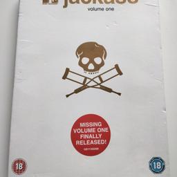 Jackass Volume One DVD

Some minor damage to outer cardboard case and plastic case as seen in photos

Some marks on the disc

Here at long last is the mysteriously missing and all but forgotten volume 1 of the Jackass DVD series. Where it went, nobody knows, but this disc portrays the humble televised beginnings of Jackass: Johnny Knoxville's stupefying performance in the "Poo Cocktail", Bam Magera's early parental assaults on Phil and Apri, Preston Lacy and Wee Man when they were slightly slimmer "Oddly Shaped Men", the loveable little goldfish that went there and back again into the Middle Earth of Steve-O's digestive system, and all the other silly crap that spawned two more seasons' worth of bad ideas. Oddly enough, it all started out as a joke but then went on to become one of MTV's most popular shows ever. The fact that the joke is still playing out after all these years is, quite possibly, the greatest Jackass stunt of all-time.