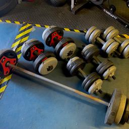 Adjustable York/ Adidas Weights
2x 7.5kg Dumbbells
2x 8kg Dumbbells
2x 10kg Dumbbells
1x 20kg Barbell

£30 the lot
Collection Only Hartburn TS18