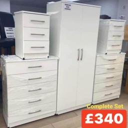 FULLY ASSEMBLED WARDROBE SETS 

💥 5 PIECE SET ON OFFER 💥

Wardrobe Measurements:   Height: 184cm   Width: 76.5cm   Depth: 50cm 

Chest Drawer’s Measurements:    Height: 102cm   Width: 77.5cm   Depth: 40.5cm 

07708918084
DELIVERY AVAILABLE 

 