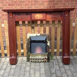 Marble Hearth with Wooden Fire Surround & Electric Fire for Sale, Can be sold separately Excellent Condition. Must Collect £30-O.N.O