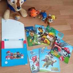 pawpatrol bundle 
chase is a little backpack with underneath zip for small items
book bundle
keyring Teddies ball
also a pair of shorts added