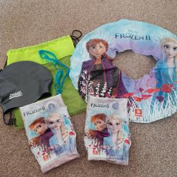 Frozen swimming ring and armbands, also set of swim goggles, Zoggs swim hat, bag to keep everything together. All excellent condition.