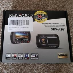 GPS integrated dashboard camera (model DRVA-201). Never used and still in packaging. Can be posted for additional £5.