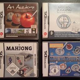 Biete hier folgende Nintendo DS Spiele an:

-Art Academy
-Dr. Kawashimas Gehirn-Jogging - Wie fit ist Ihr Gehirn?
-Mahjong
-Mechanic Master 2
-Don King Boxing

Je Spiel 5,-€
Set: 20,-€ 

Gebraucht / guter Zustand