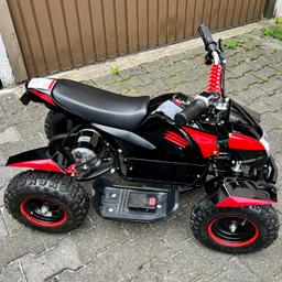 Mini Kinder Elektro Quad ATV Cobra 𝟴𝟬𝟬 Watt 36 V Pocket Quad - Original Actionbikes Motors - Saftey Touch - 3 Geschwindigkeitsstufen - Kinder Bike (Schwarz/Rot)